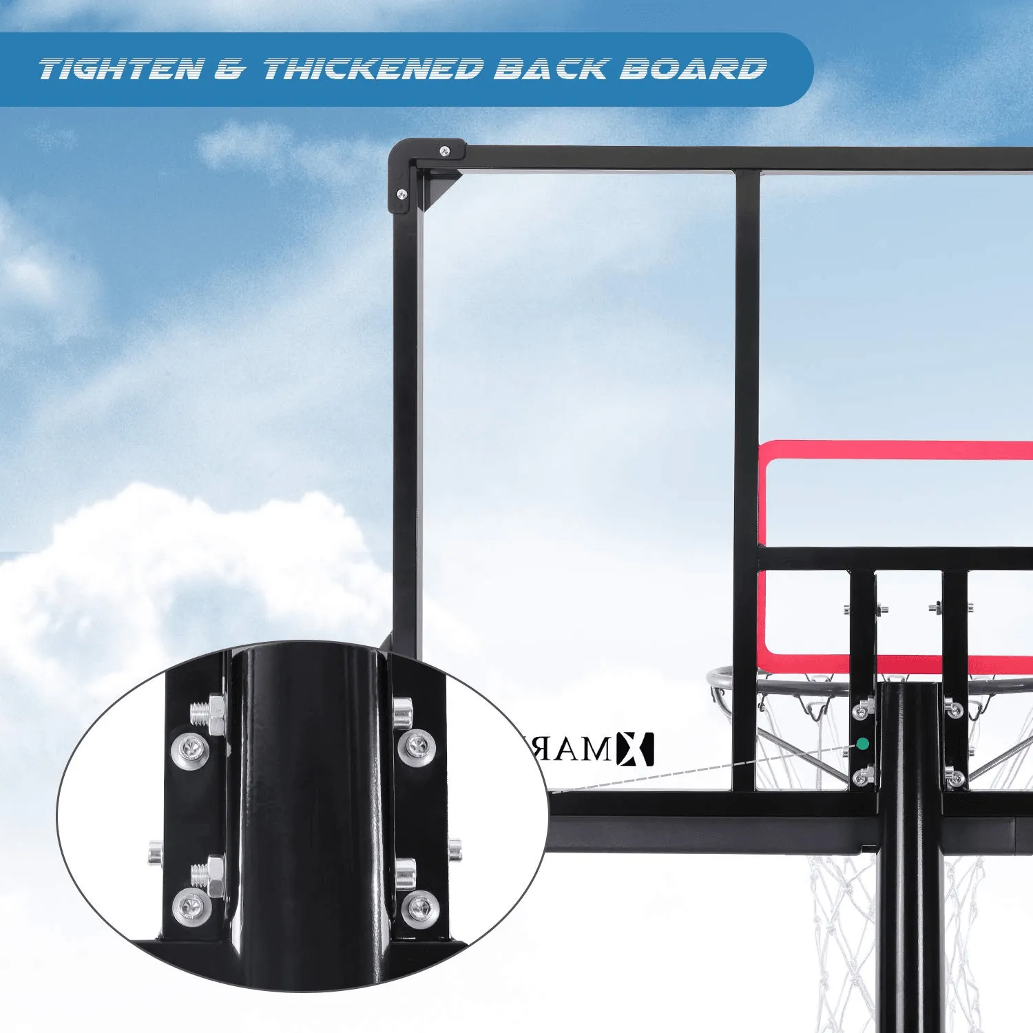 44 In. Basketball Hoop Basketball System, 6 Ft. 7 In. to 10 Ft. Height Adjustable Portable Basketball Goal Basketball Equipment with Big Backboard and Wheels and Large Base