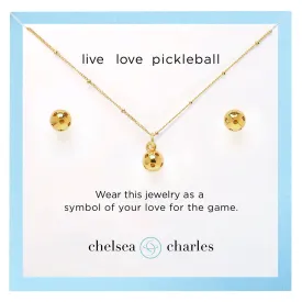 CC Sport Gold Pickleball Necklace and Earrings Gift Set