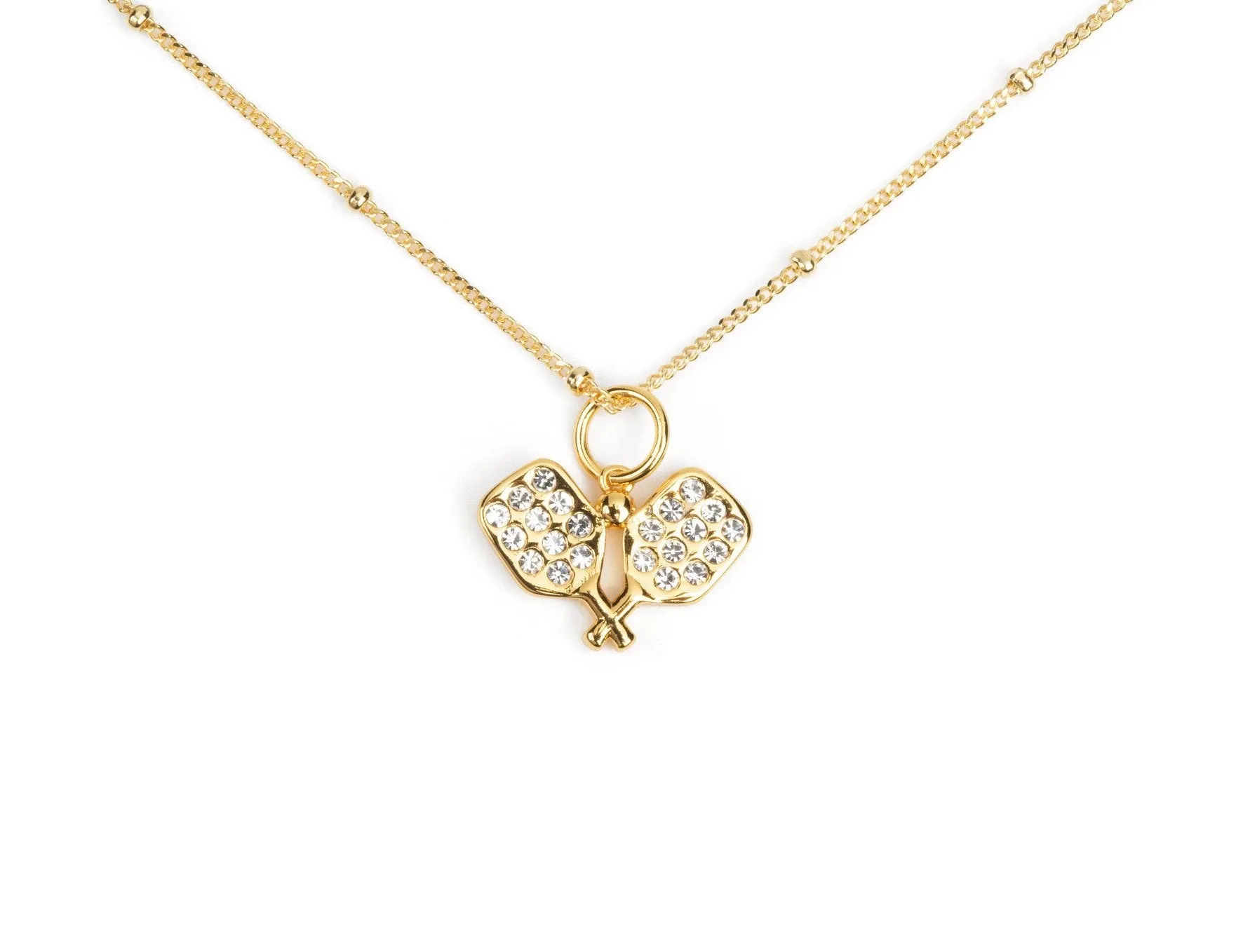 CC Sport Pavé Pickleball Necklace and Earrings Gift Set - Gold