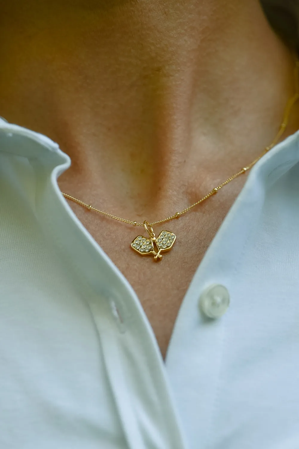 CC Sport Pavé Pickleball Necklace and Earrings Gift Set - Gold