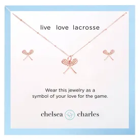 CC Sport Rose Gold Lacrosse Necklace and Earrings Gift Set