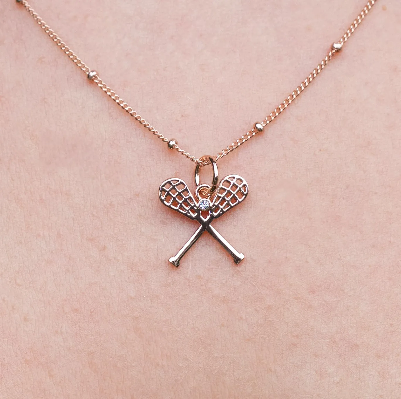 CC Sport Rose Gold Lacrosse Necklace and Earrings Gift Set