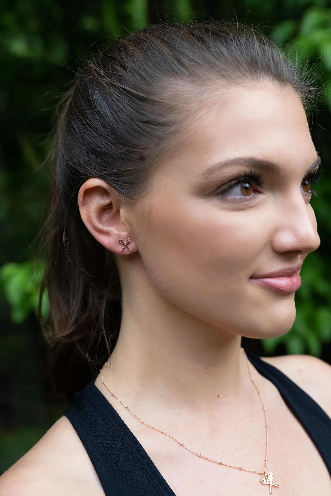 CC Sport Rose Gold Lacrosse Necklace and Earrings Gift Set