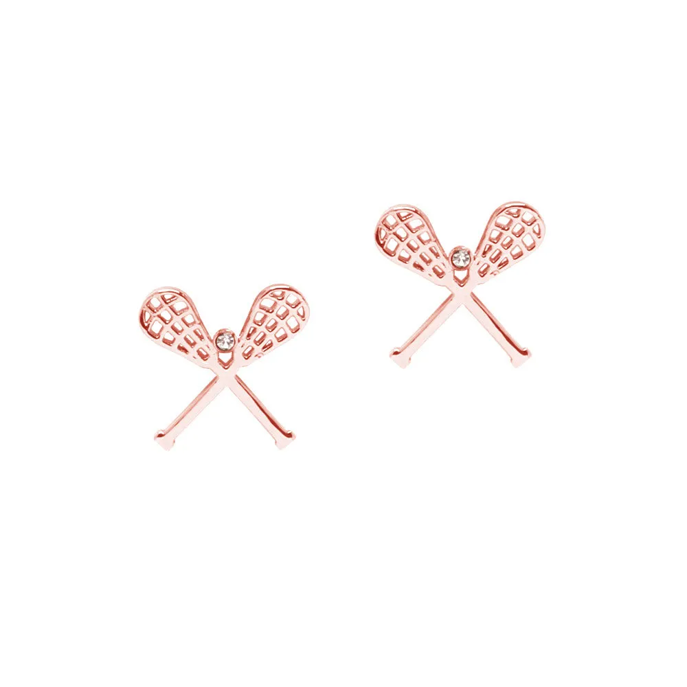 CC Sport Rose Gold Lacrosse Necklace and Earrings Gift Set