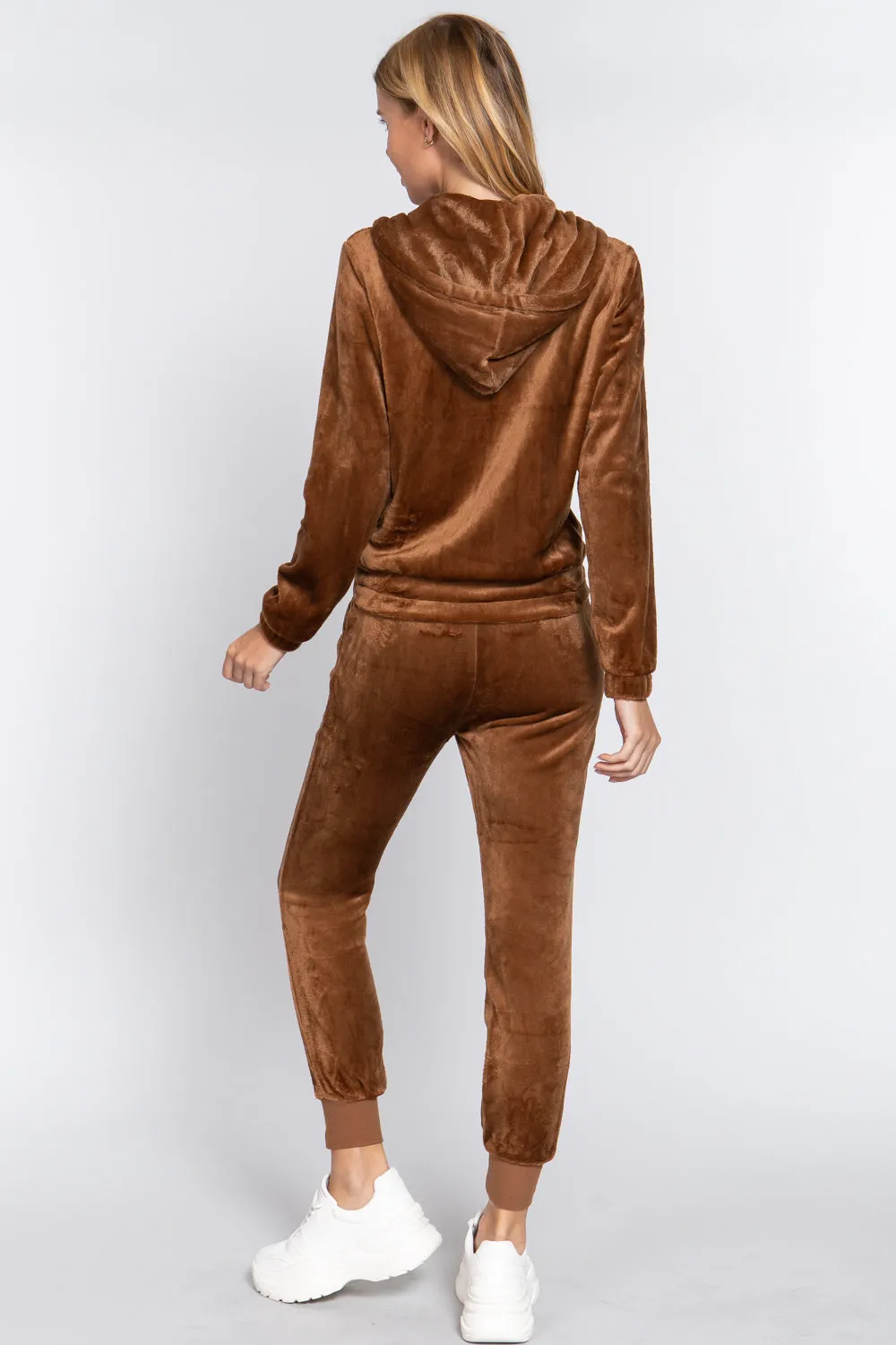 Faux Fur Jacket & Jogger Pants Outfit Set - 9 colors