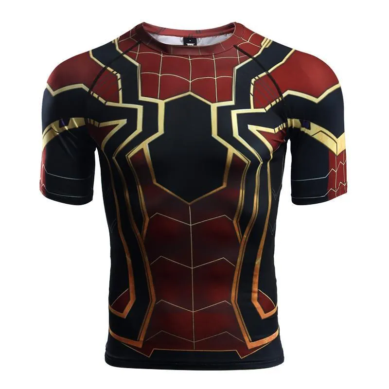 Infinity War SPIDERMAN Short Sleeve Compression Shirt for Men