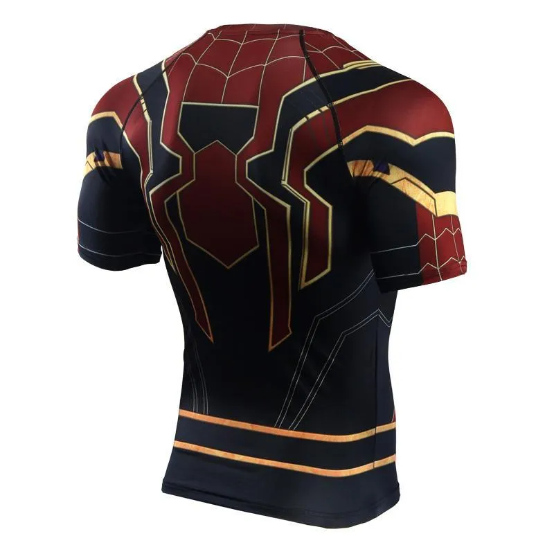 Infinity War SPIDERMAN Short Sleeve Compression Shirt for Men
