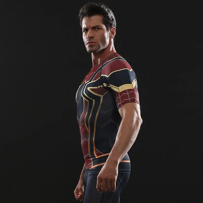 Infinity War SPIDERMAN Short Sleeve Compression Shirt for Men