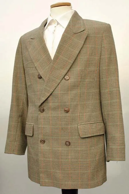 Men's 1970s Double Breasted Tweed Sports Jacket 40"